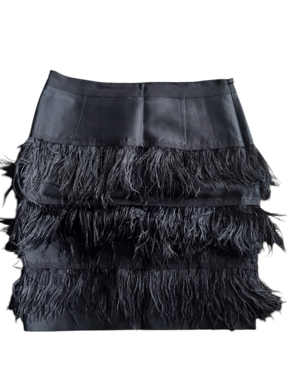 Carolina Herrera Silk Ostrich Feather Tiered Mini Skirt - Picture 2 of 13